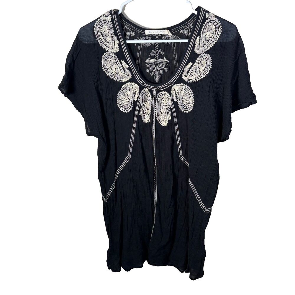 Joie A La Plage Dress Women's Small Black Emrboidered Sheer Coverup Casual